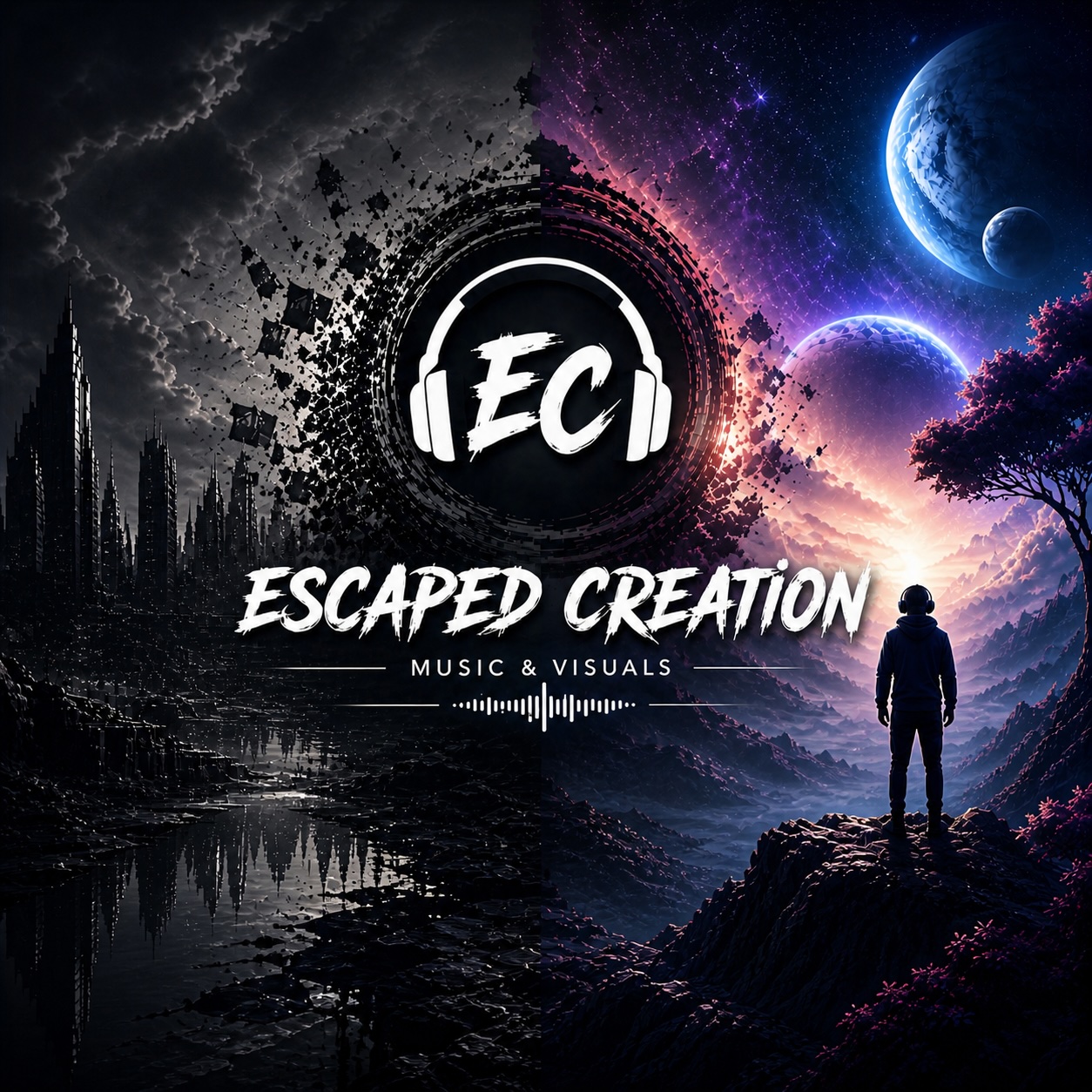 Square Escaped Creation artwork with the channel name and split city-space scene.